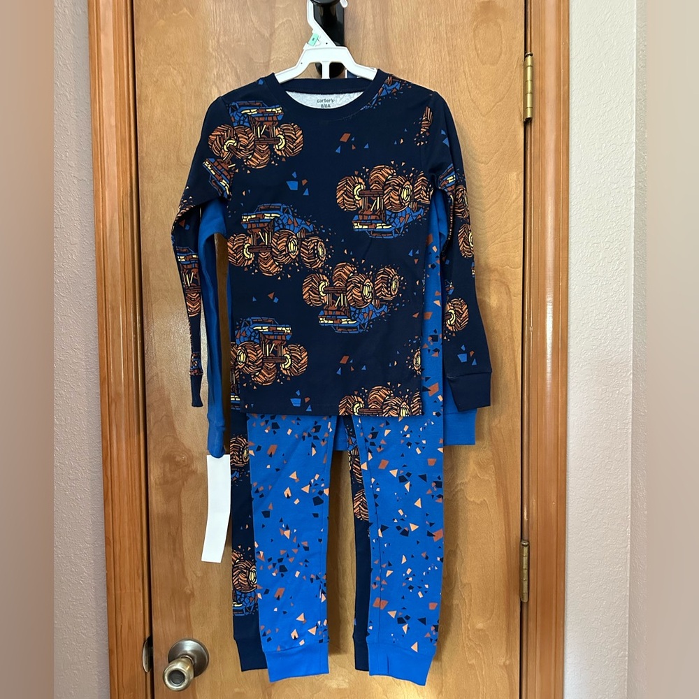 4 piece set of 2 Monster Truck pajama long sleeve set